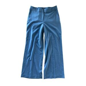 Tahari ASL Womens Wide Leg Trousers Blue High Rise Dress Pants Size 12 Office